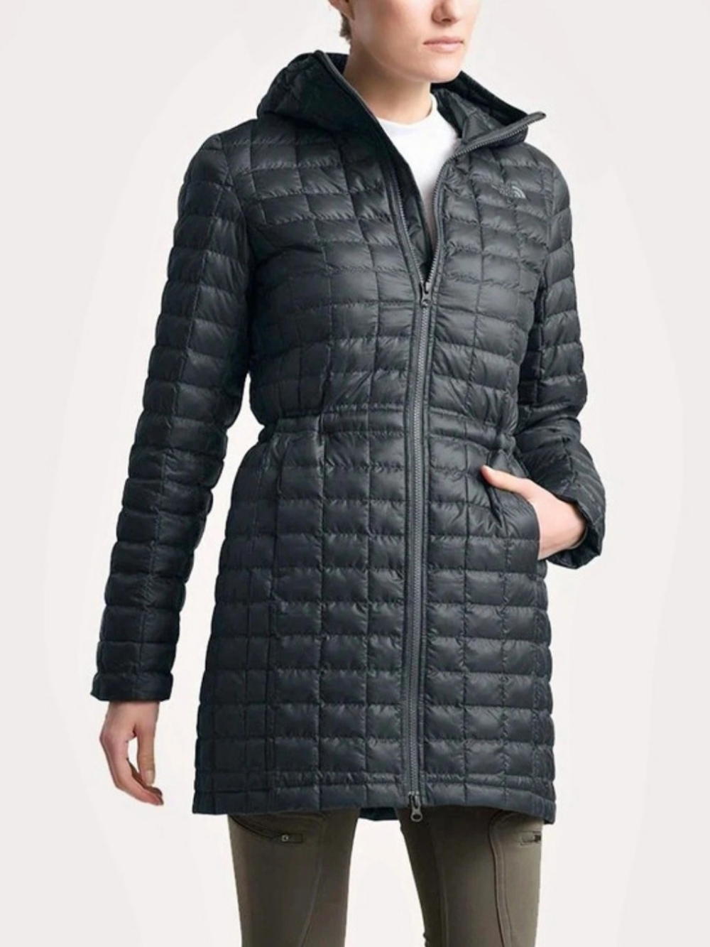 THE NORTH FACE THERMOBALL ECO PARKA BLACK WOMEN’S L HOODED COAT